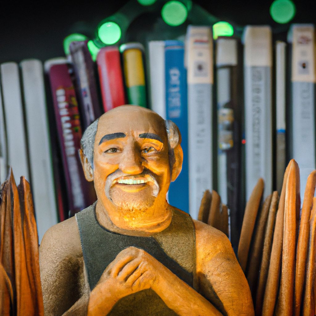 Preserving Indigenous Languages through Tauranga's Significant Efforts: A statue of a man sitting on a shelf.
