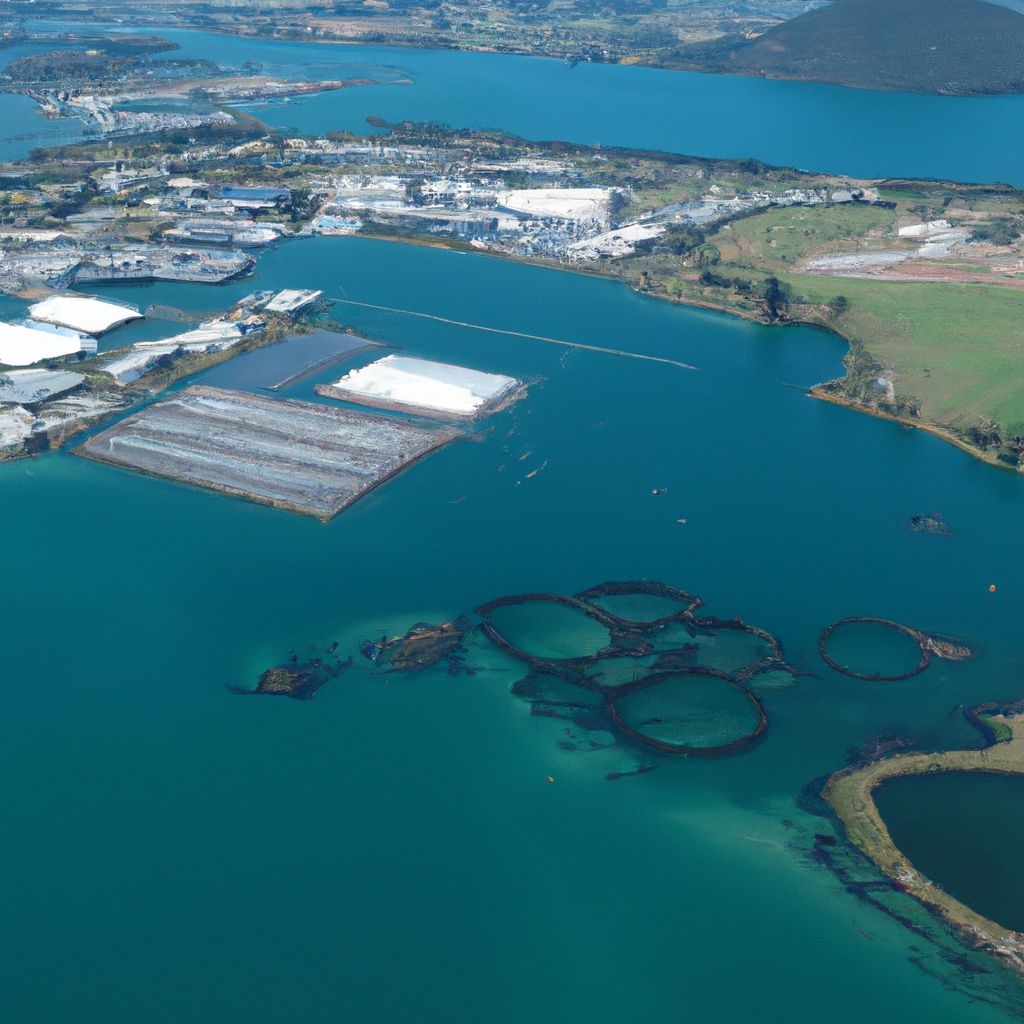 An aerial view of an industrial area boosting Tauranga's aquaculture industry.