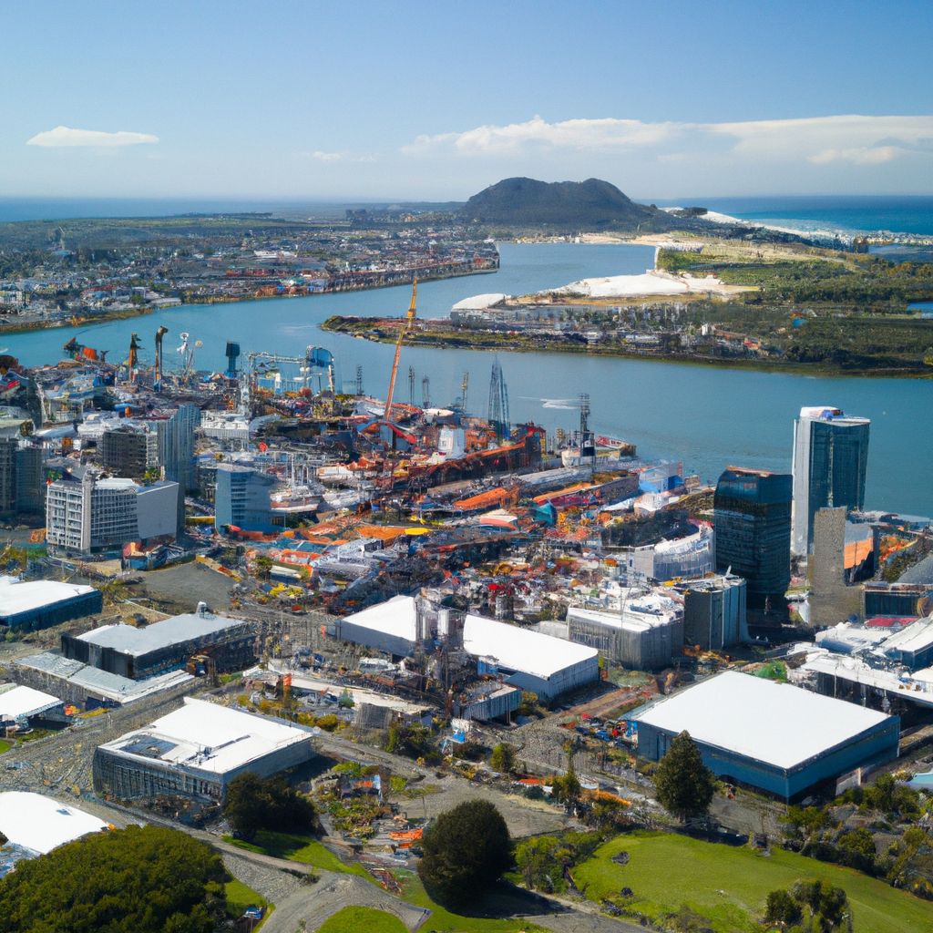 An aerial view showcasing the changing landscape of Tauranga's city.