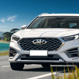 The 2019 Hyundai Santa Fe is driving down the road in Tauranga.