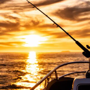 Top 3 Fishing Experiences in Tauranga featuring a fishing rod on a boat.