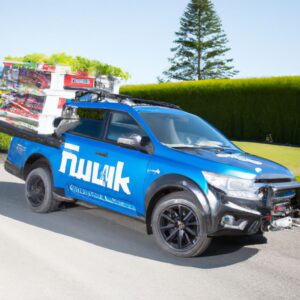 Top 3 Movers in Tauranga offering a blue truck with a trailer on the back.