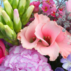 Top 5 Florists in Tauranga offering pink and purple flowers in a vase.