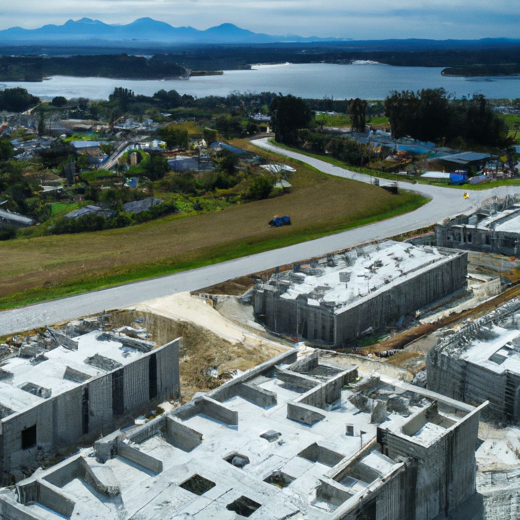 An aerial view of a construction site in Tauranga.