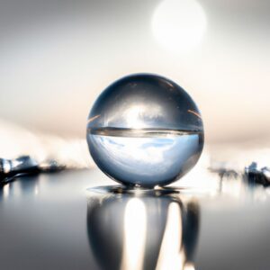 A glass ball with water inside.