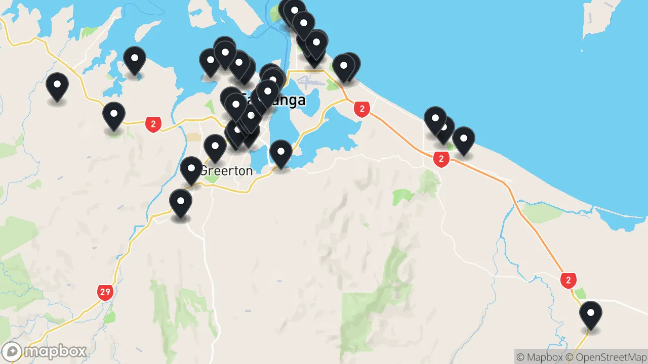 Map of local businesses in Tauranga
